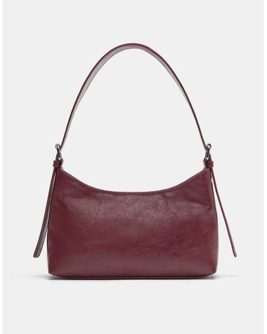Pull&Bear Purple Topstitched Shoulder Bag