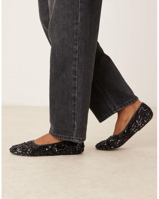 ASOS Black Lucid Sequin Ballet Flats