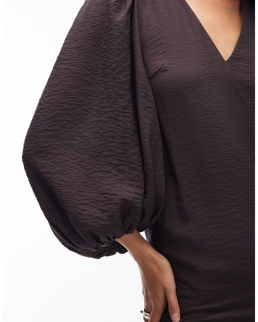 & Other Stories Brown Midi Dress With Volume Sleeves