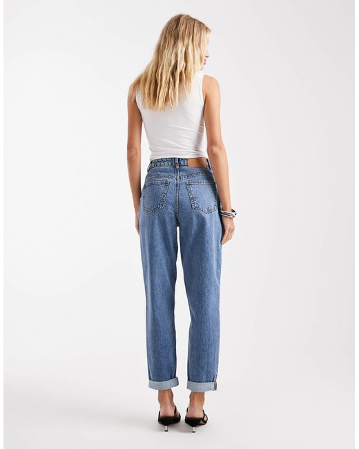 ASOS Blue High Rise Relaxed Mom Jeans