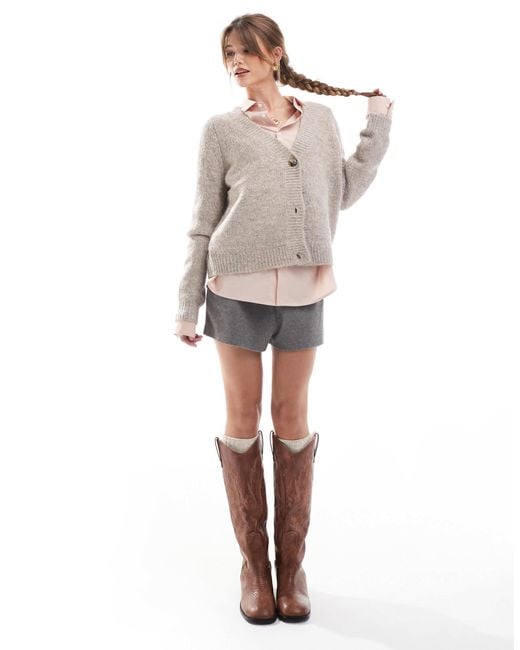 ONLY Gray Button Knitted Cardigan