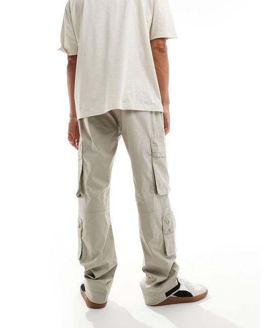 Pantalon cargo à poches multiples - beige Bershka pour homme en coloris White