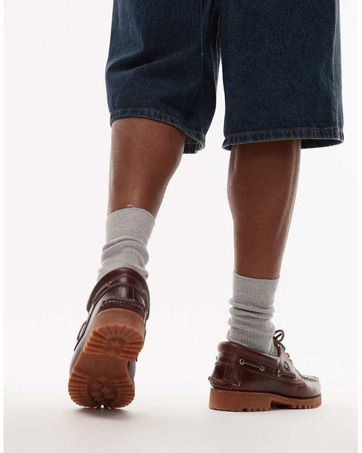 Zapatos Náuticos Clásicos Con 3 Pares De Ojales De Cuero Granulado Authentics De -Rojo Timberland de hombre de color White