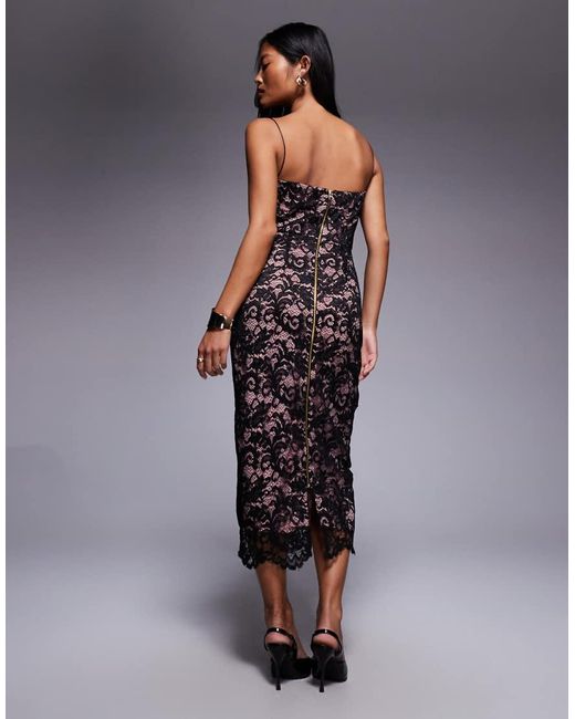 Vesper Petite Blue Lace Midaxi Dress With Spaghetti Straps