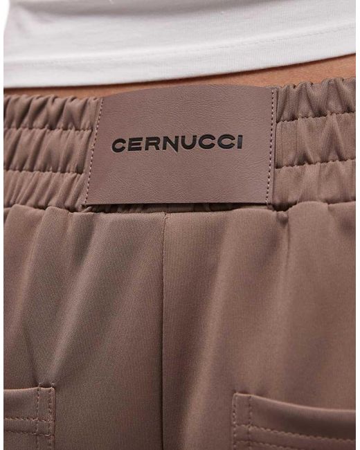 CERNUCCI Natural Wide Leg Track Pants With Side Taping