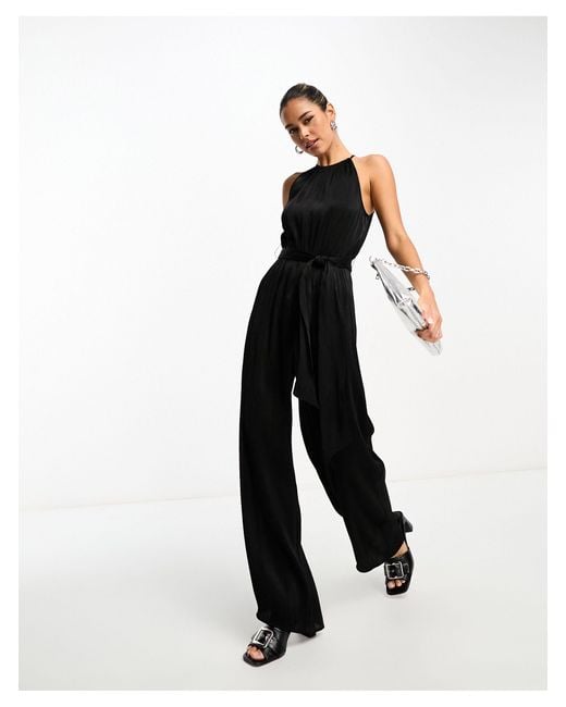 & Other Stories White Sleeveless Wide Leg Jumpsuit With Tie Detail