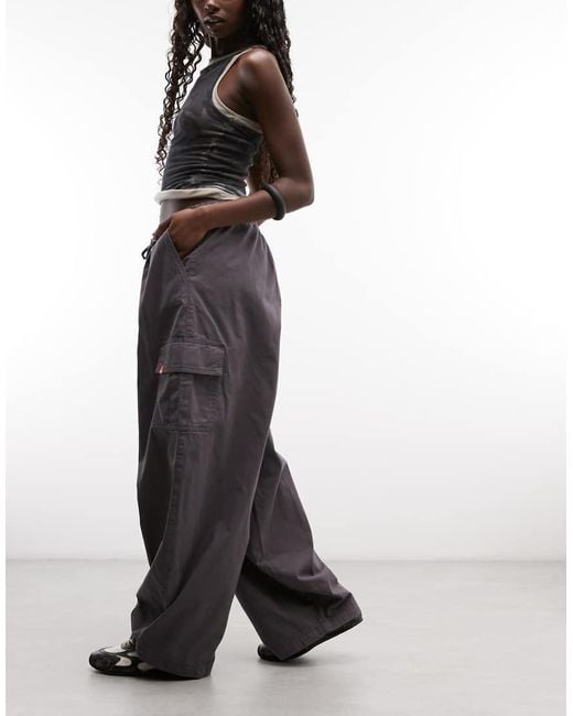 Collusion Black Utility Pocket baggy Cargo Pants