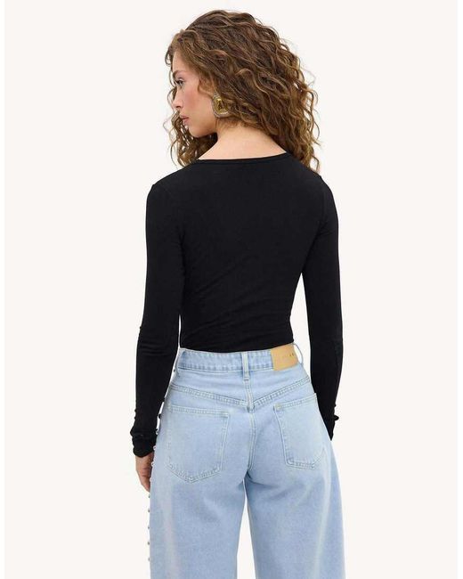 Loavies Blue Feather Light V-Neck Bodysuit