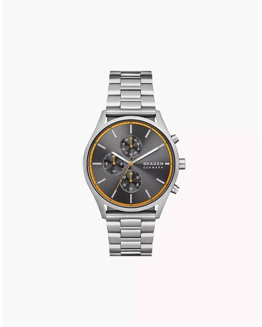 Skagen White Holst Chronograph, Stainless Steel Watch for men