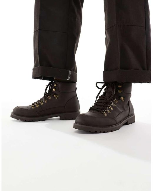 SEQWL Black Lace Up Boots With Contrast Laces for men