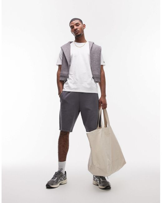 Topman White Long Short With Textured Panel for men