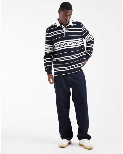 Tommy Hilfiger Blue Branded Relaxed Fit Rugby Shirt for men