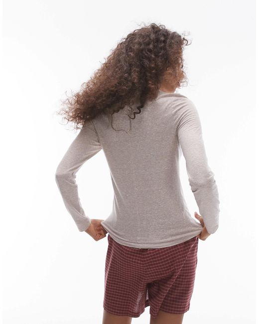 TOPSHOP Gray Crew Neck Long Sleeve Top