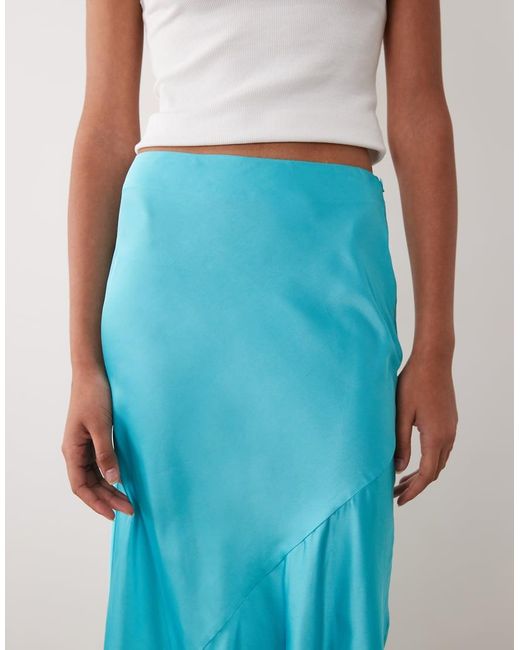 ASOS Blue Lace Hem Fishtail Maxi Skirt