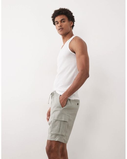 Threadbare Gray Pull On Shorts With Cargo Pockets for men