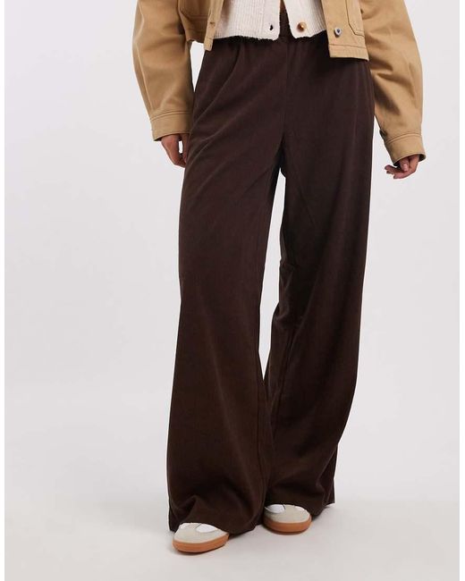 ONLY Brown Wide Leg Pull On Cord Trouser