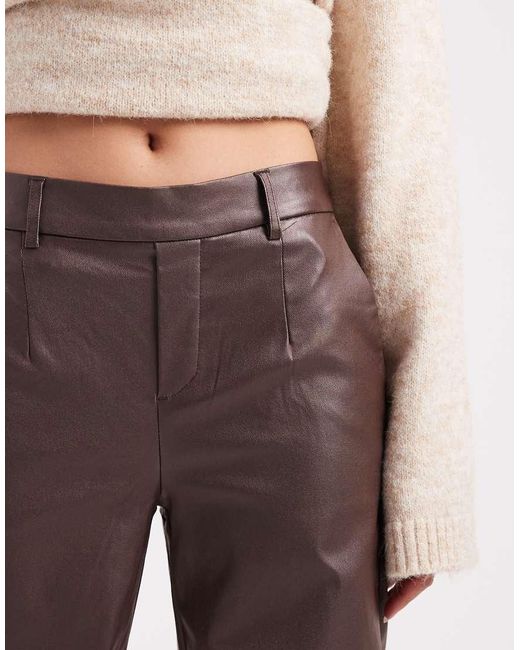 Object Natural Coated Leather-look Wide Leg Trousers