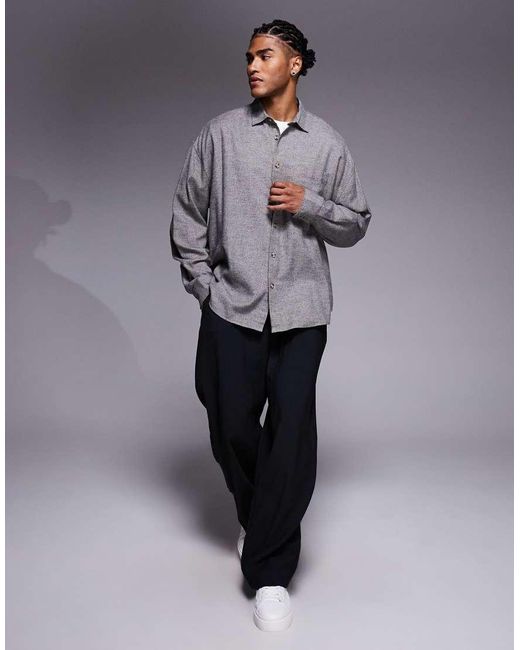 ASOS Gray Volume Oversized Shirt for men