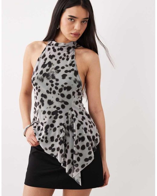 ASOS Black High Neck Top With Ties