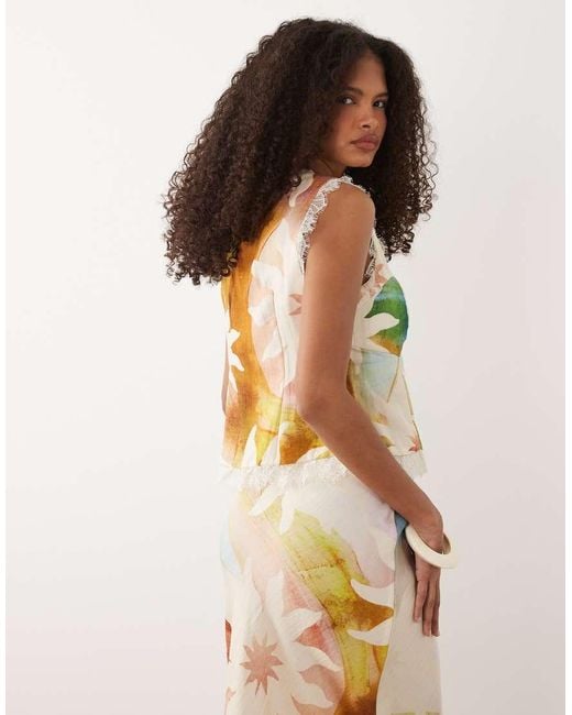 Never Fully Dressed Multicolor Maisie Lace Trim Tie Front Top Co-ord