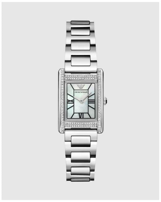 Emporio Armani White Two-Hand Stainless Steel Watch, Ar11796