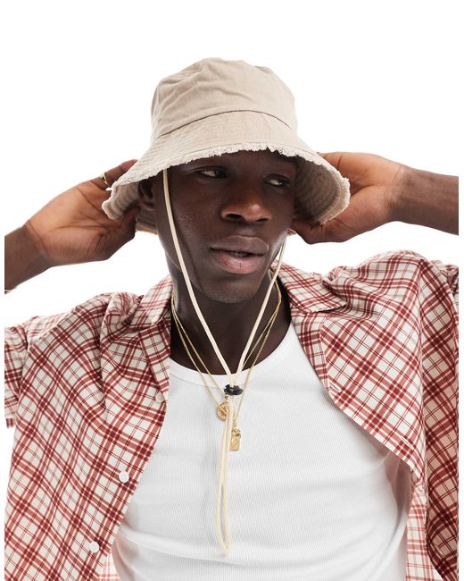 ASOS Multicolor Bucket Hat With Frayed Edge for men