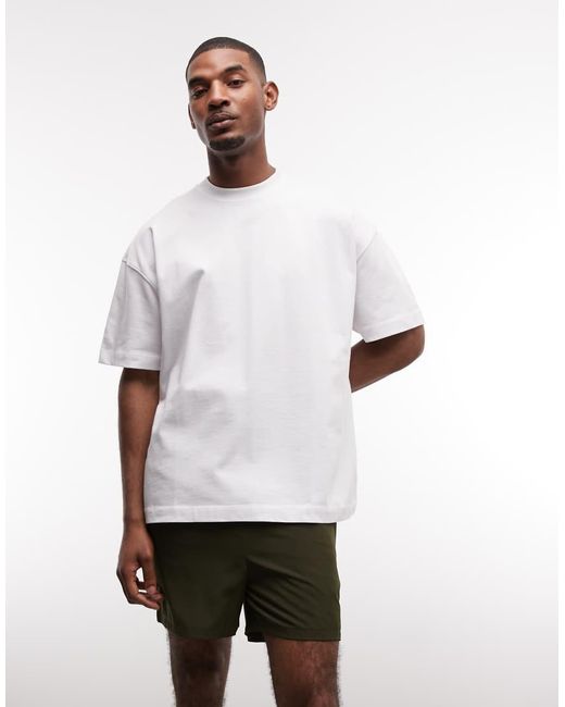 4505 White Oversized Heavyweight Quick Dry Cotton T-shirt With Tour Graphic for men
