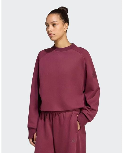 Adidas Originals Red Soft Lux Winter Knit Sweatshirt