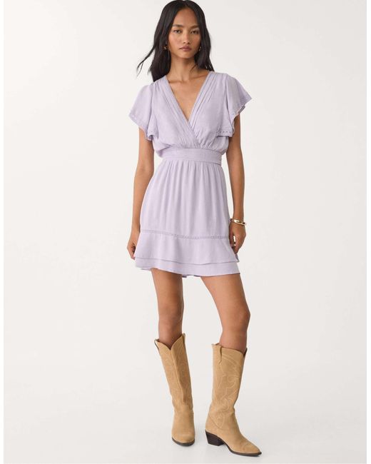 Stradivarius Purple – kurzes, fließendes kleid