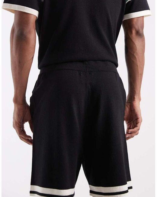 ASOS Multicolor Relaxed Knitted Co-Ord Shorts With Stripe Detail for men