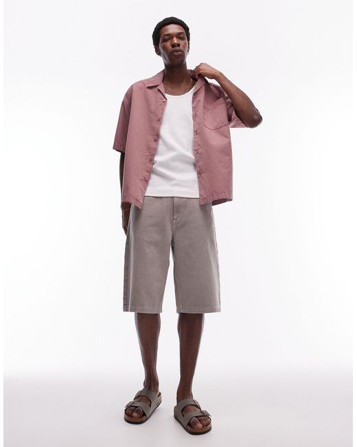 Topman Pink Short Sleeve Relaxed Washed Shirt for men