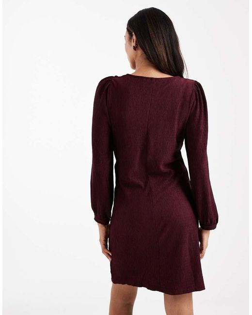 Vero Moda Red Vero Moda Materniy Plisse Blouson Sleeve Mini Dress