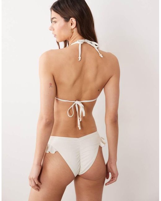 Miss Selfridge Natural Triangle Bikini Top With Rose