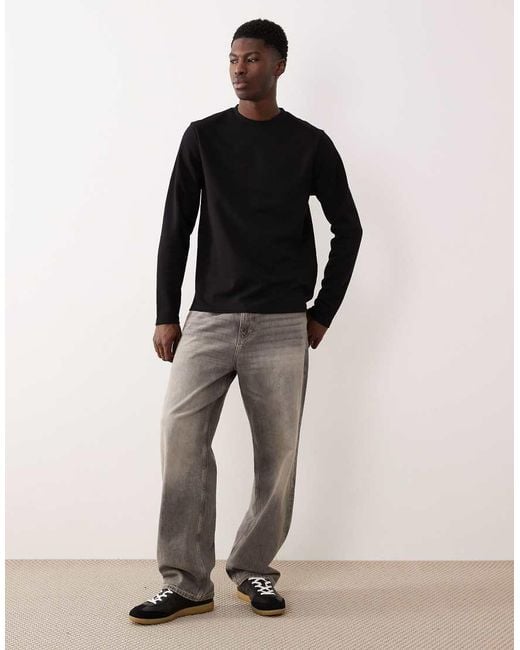 ASOS Black Heavyweight Long Sleeve T-shirt for men