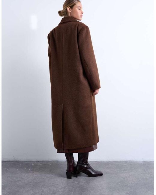 TOPSHOP Brown Brushed Three Button Longline Blazer Coat