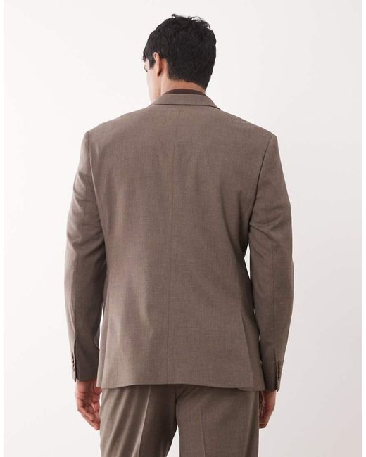 ASOS Brown Double Breasted Regular Suit Jacket for men