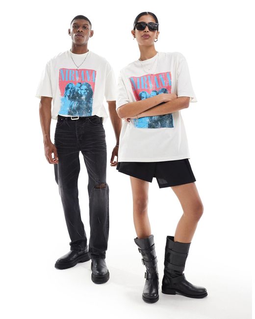 T-shirt unisexe oversize à imprimé nirvana sous licence - cassé ASOS en coloris Blue