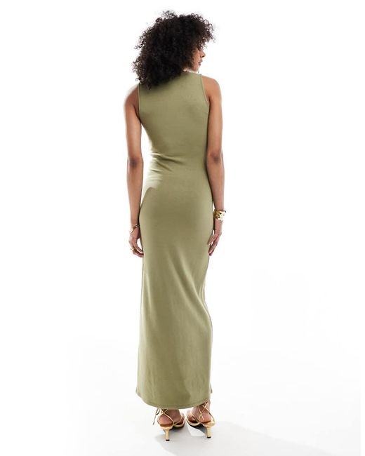 4th & Reckless Green Gold Hardware Belt Detail Sleeveless Maxi Dress