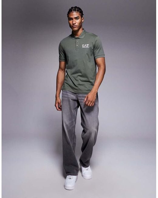 EA7 Gray Armani Train 7 Logo Polo for men