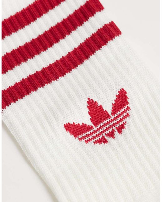 Adidas Originals White 3 Pack Three Stripe Crew Socks