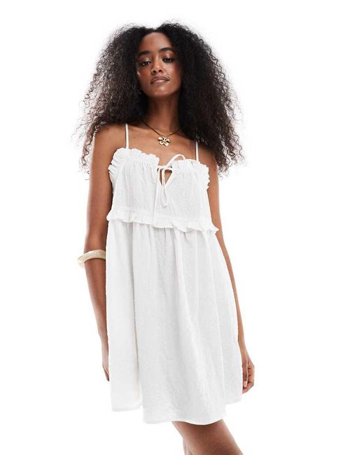 Wednesday's Girl White Tie-detail Mini Cami Dress