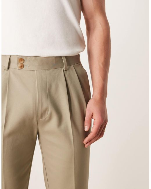 ASOS Natural Smart Tapered Cotton Chino Trousers for men