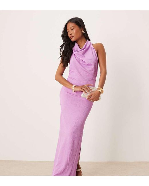 Vila Pink Textured Cowl Neck Low Back Maxi Dress