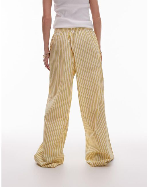 TOPSHOP Natural Poplin Pull On Wide Leg Trouser