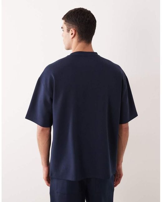 ASOS Blue Luxe Interlock Oversized T-shirt for men