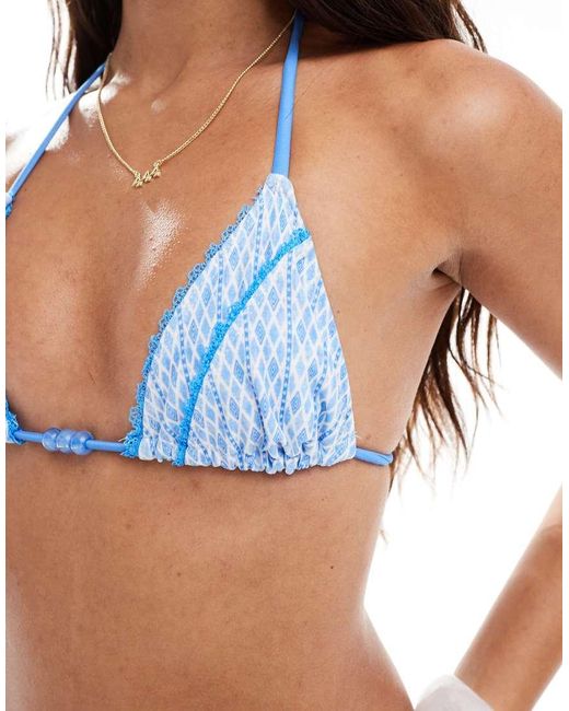 ASOS Brown Gaia Beded Triangle Bikini Top