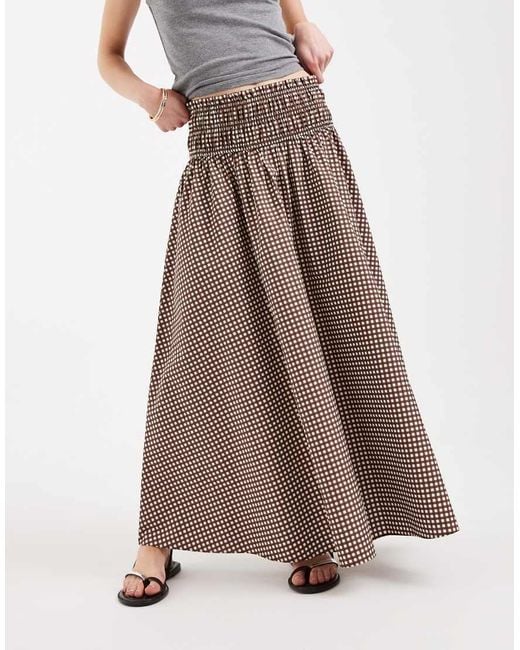 ASOS Brown Shirred Waist Detail Maxi Skirt