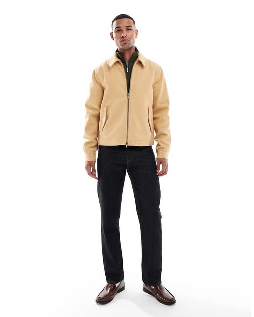 ASOS Natural Wool Look Harrington Jacket for men