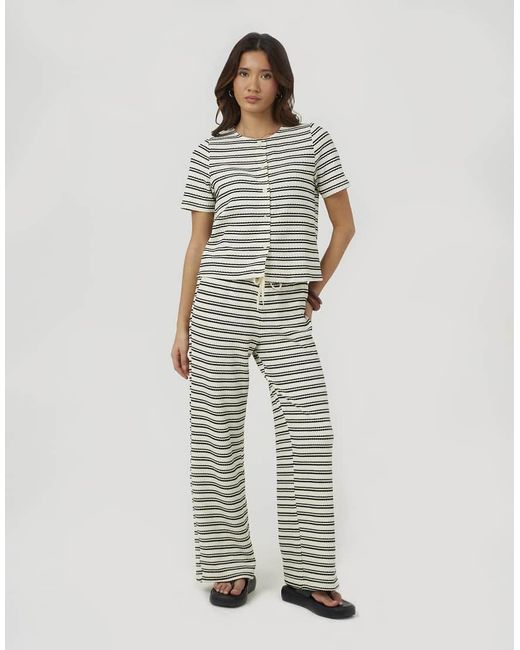 Brave Soul Gray Textured Jersey Stripe Straight Leg Trousers