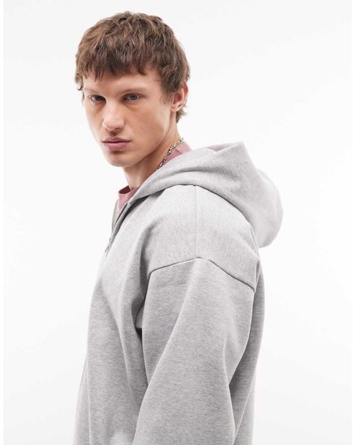 Weekday White Oversized Zip-through Hoodie for men